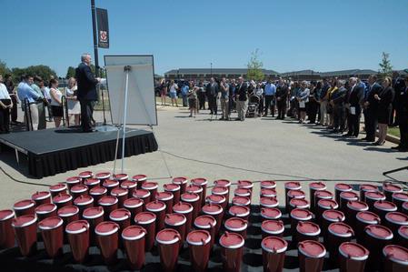 President David S. Dockery leads the dedication service for the Hope Residence Complex.  - Photo by Morris Abernathy