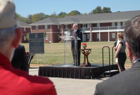 President David S. Dockery speaks at the dedication of the Hope Residence Complex. 
 - Photo by Beth Spain