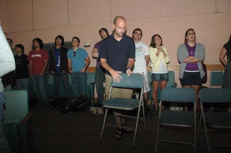 Extra chairs are set out to accommodate the large crowd at chapel. - Photo by Beth Spain