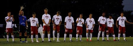 The Bulldog soccer team lines up for their game against Delta State, which ended in a victory of 3-0. - Photo by Ebbie Davis