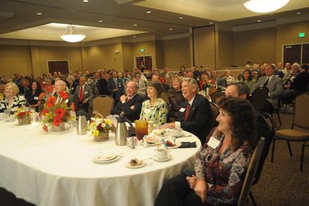 Dennis Swanberg gets lots of laughs out of guests of the West Tennessee Pastors Appreciation Banquet. - Photo by Morris Abernathy
