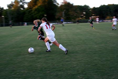 Steffi King runs to defend the goal during a game against Delta State. - Photo by Deanna Santangelo