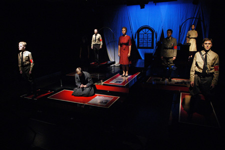<i>Die Ratzel</i> placed second in the Christians in Theatre Arts Playwriting contest in 2000, and the Union University Players will present <i>Die Ratzel</i> as a competition piece at the American Theatre College Festival at Austin Peay University in Clarksville, Tenn. Oct. 22-25.  Shown here is the cast of <i>Die Ratzel</i> during the Oct. 9-14 run at Union. - Photo by Jim Veneman
