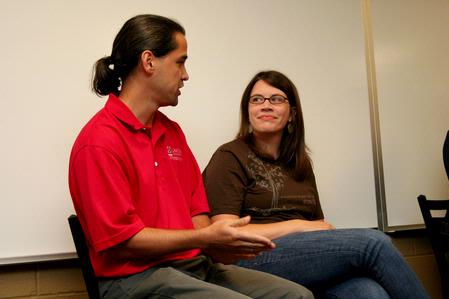 Fonsi and Lesley Guilaran, both Union employees, talk about their experience with adopting Angel, their son from the Philippines, at Go Week: Reaching the Nations through Adoption. - Photo by Deanna Santangelo