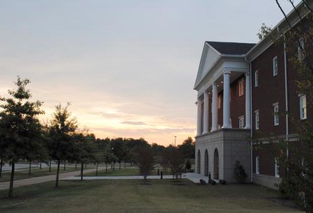 The sun sets behind Providence Hall at Union University.  - Photo by Victoria Stargel