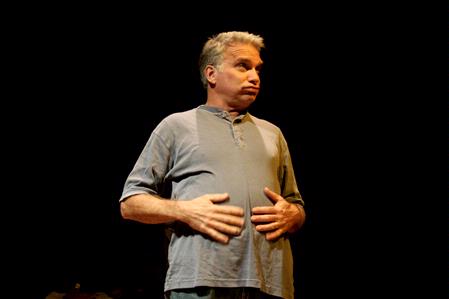 Curt Cloninger performs in the W.D. Powell Theatre. Cloninger does various impersonations of Jesus' life. - Photo by Deanna Santangelo