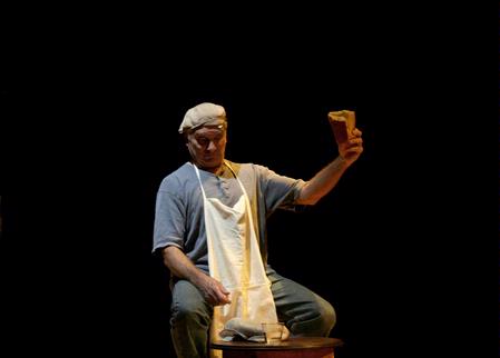 Curt Cloninger performs his one-man act in the W.D. Powell Theatre. He portrays different characters in Biblical stories in order to leave a lasting impact for the Gospel.  - Photo by Deanna Santangelo