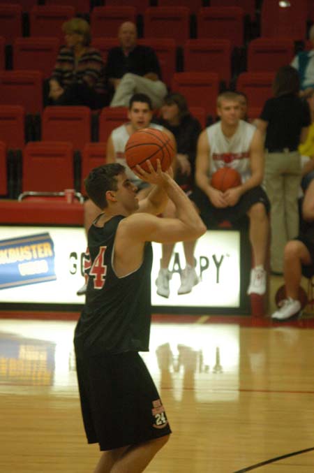Senior guard Will Harris performs during the Bulldog Madness Three Point Contest. - Photo by Courtney Ross