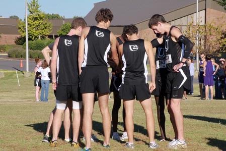 The Men's Cross Country team meets before the start of the 2010 Union University Cross Country Invitational. - Photo by Meagan Comeaux