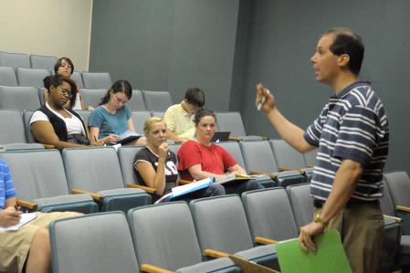 Sean Evans, associate professor of political science and department chair, teaches a class.  - Photo by Morris Abernathy