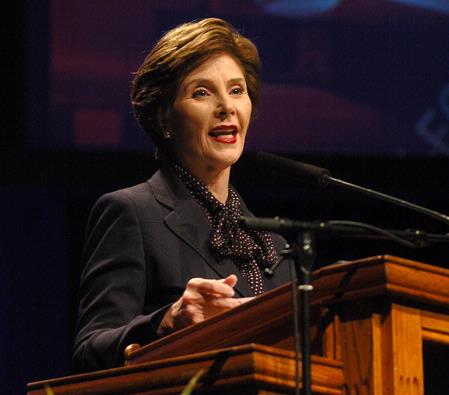 Laura Bush, former first lady of the United States, speaks about her life at the White House for the 13th annual Scholarship Banquet. - Photo by Beth Spain