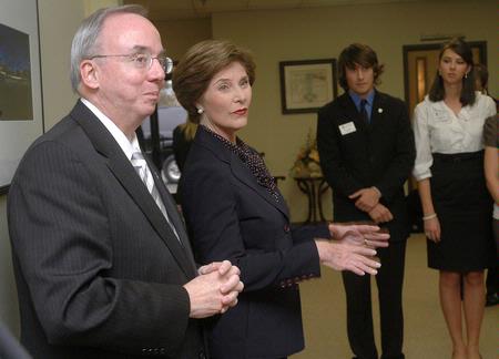 Laura Bush, former first lady of the United States, speaks with students on Union's campus about their futures before the 13th annual Scholarship Banquet. - Photo by Beth Spain