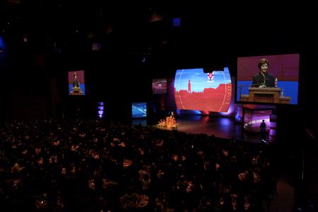 Laura Bush, former first lady of the United States, speaks about her experiences in the White House and what she is doing now at the 13th annual Scholarship Banquet. - Photo by Deanna Santangelo