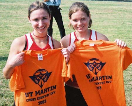 Janelle Royer (left) of Jackson and Jill Konkol of Union City finished sixth and eighth place respectively in the UT-Martin Cross Country Invitational. - Photo by Uncredited