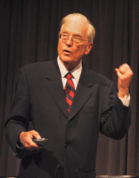 Dr. Daniel Walker Howe, Pulitzer Prize-winning author, presents a lecture for the annual Carls-Schwerdfeger History Lecture Series.  - Photo by Victoria Stargel