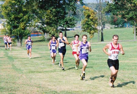 Cameron Groll leads a group of runners in the UT-Martin Invitational.   - Photo by Uncredited