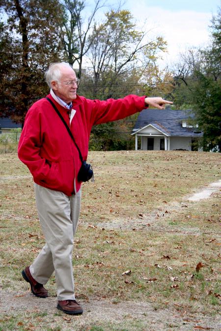 Raymond Mott, alum 1961, talks about the old administration building that used to be where he is standing. The class of 1961, came back to Union and took a tour of the old campus for their 50th reunion during homecoming weekend.  - Photo by Deanna Santangelo
