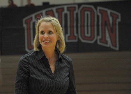 Kelly Elliott, head coach, watches the Lady Bulldog volleyball team play.  - Photo by Morris Abernathy