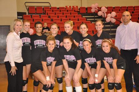 Union volleyball team hosted cancer awareness night. - Photo by Steven Aldridge
