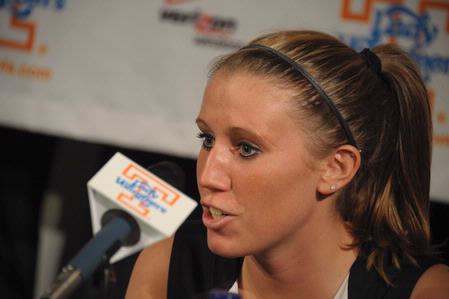 Kayla Hudson talks to the press about her experience playing the Lady Vols.  - Photo by Morris Abernathy