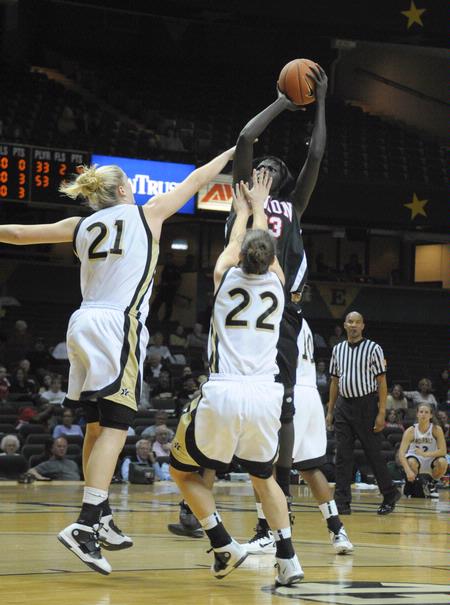 Zeinab Chan shoots for two in the exhibition game against the Vanderbilt Lady Commodores.  - Photo by Morris Abernathy