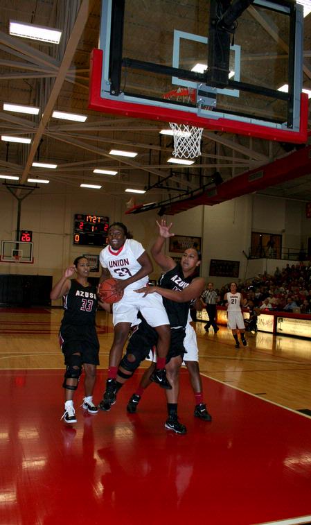 Lavanda Ross grabs a rebound during the game against Azusa Pacific (Calif.) on the second day of the 17th Annual Jackson Rotary Classic, Nov. 19. The Lady Bulldogs defeated Azusa Pacific 61—50. - Photo by Deanna Santangelo