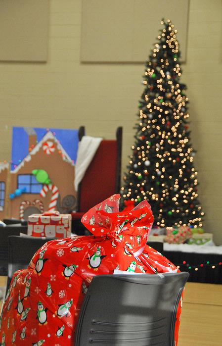 The Student Activities Council sponsors the annual Carl Perkins Christmas Party during which Union students work together to give Christmas gifts to a special child. The gifts wait in the Bowld Commons gym, which was transformed into a virtual North Pole.  - Photo by Victoria Stargel