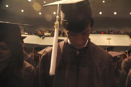 2010 Fall Commencement Services begin in prayer.  - Photo by Beth Spain