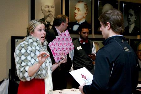 Amy Brown, enrollment counselor, talks with a prospective student during a preview day. - Photo by Deanna Santangelo