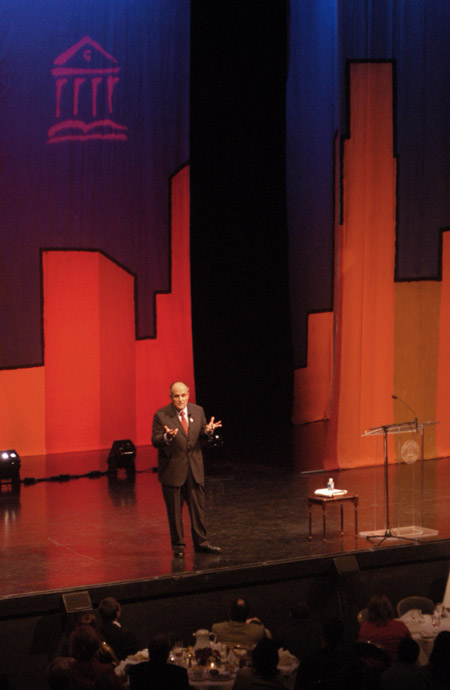 Former New York City Mayor Rudolph Giuliani speaks at the 2003 Scholarship Banquet. - Photo by Jim Veneman