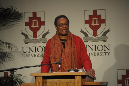 Renita J. Weems, Vice President of Academic Affairs at American Baptist College, speaks at the 4th Annual Black History Month Program.  - Photo by Morris Abernathy