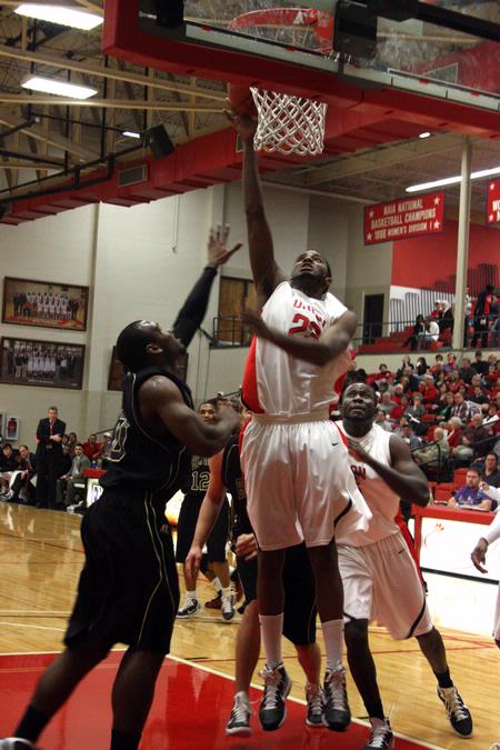 Antoine Hall goes up for a shot in the game against Bethel University. The Bulldogs won the game 77-75. - Photo by Ebbie Davis