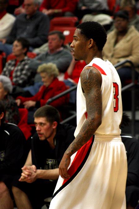 C.J. Davis, sophomore guard, takes a quick breather during the game against Bethel University, which The Bulldogs won 77-75.  - Photo by Ebbie Davis