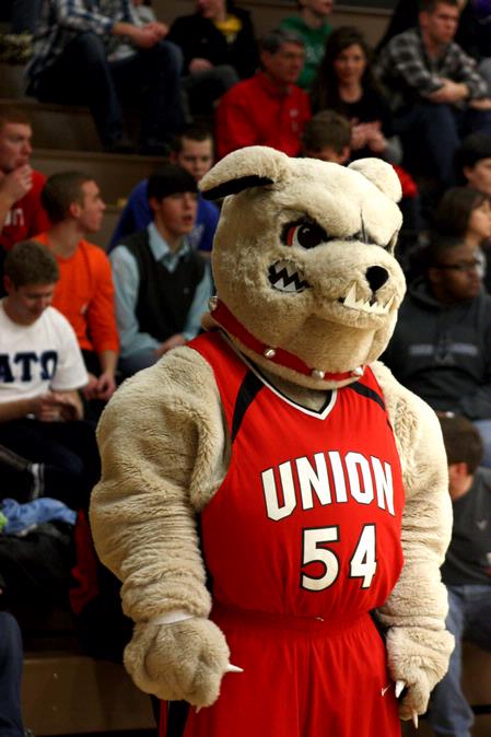 Buster the Bulldog watches as the Bulldogs play Bethel University. - Photo by Ebbie Davis
