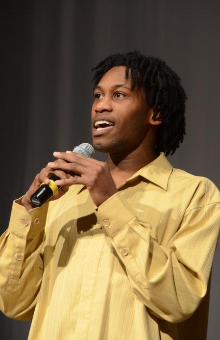 Derique Cannon, sophomore engineering major, sings in chapel with MOSAIC choir.  - Photo by Beth Spain