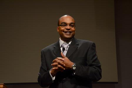 Larry Grays, Pastor of the Midtown Bridge Church in Atlanta, Georgia, speaks in chapel. - Photo by Victoria Stargel