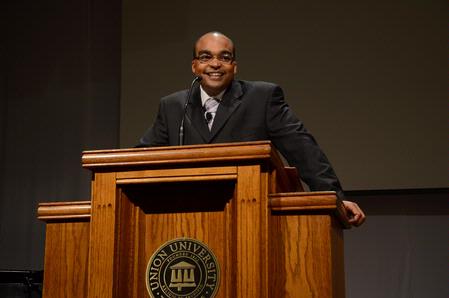 Larry Grays, Pastor of the Midtown Bridge Church in Atlanta, Georgia, speaks in chapel. - Photo by Victoria Stargel