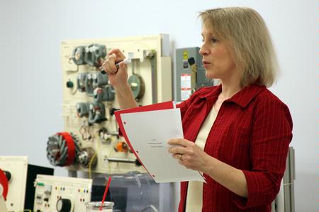 Jeanette Russ, professor of engineering, teaches class.  - Photo by Kristi McMurry Woody