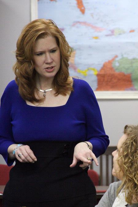 Julie Glosson, associate professor of Spanish, teaches a class in the language lab. - Photo by Kristi McMurry Woody