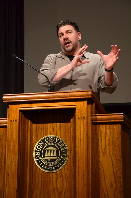 James Emery White, senior pastor at Mecklenburg Community Church, speaks in chapel. - Photo by Victoria Stargel