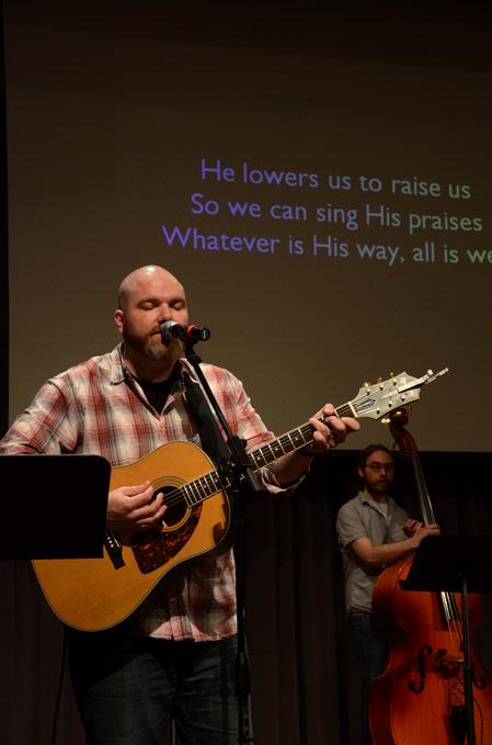 City Fellowship Church's praise band leads music during chapel. 
 - Photo by Ebbie Davis