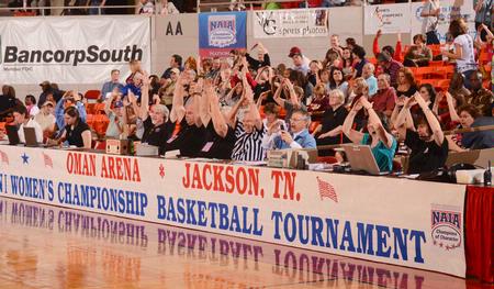 Fans cheer on the Lady Bulldogs during the semifinals game of the NAIA National Championship.  - Photo by Morris Abernathy