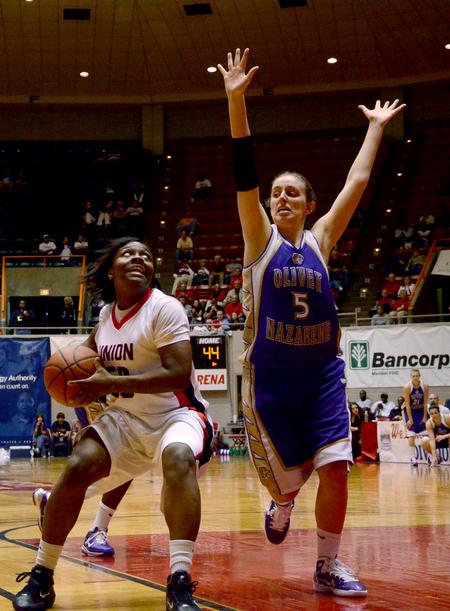 Lavanda Ross goes up for a shot during the second game of the NAIA National Championship. The Lady Bulldogs defeated Olivet Nazarene to advance to the quarterfinals.  - Photo by Ebbie Davis