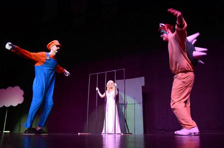 The men of Lambda Chi Alpha perform their spin on <em>Super Mario Bros.</em> at the 14th annual Variety Show. - Photo by Abigail Harris