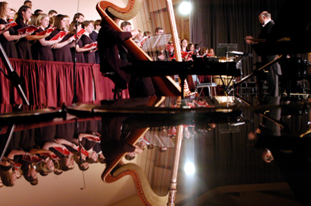 Union celebrated the sounds of the season through <i>A Union Christmas: A Ceremony of Carols</i> on Dec. 2. The event featured the sounds of Choral Union, Symphonic Band and the University Children's Chorus. - Photo by Lindsay Stavish
