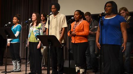 MOSAIC choir leads music in chapel. - Photo by Victoria Stargel