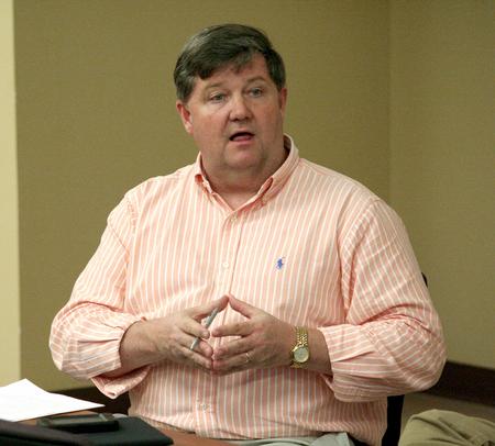 Bob Alvey, member of Jackson-Madison county school board, speaks on a panel at the last night of the Town & Gown lecture series on the subject of Children and Community. - Photo by Deanna Santangelo