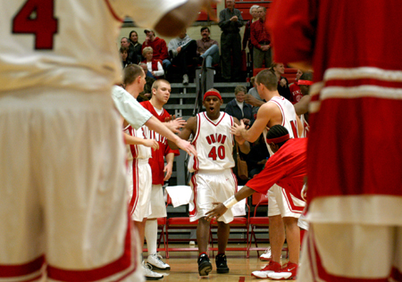 Union senior guard, Zach Wiggs (40) is introduced at the start of the game versus Lyon College.   - Photo by Jonathan Blair