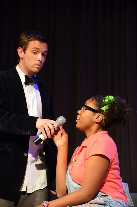 Andy Seaton, senior Christian studies major, and Mandisa Wofford, senior economics major, perform a skit at the annual Focus Show.  - Photo by Zac Calvert