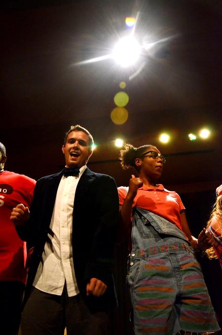 Andy Seaton, senior Christian studies major, and Mandisa Wofford, senior economics major, perform at the annual Focus Show.  - Photo by Zac Calvert